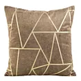 Poszewka na poduszkę 45x45 cm welwetowa ciemnobeżowa z nadrukiem geometrycznym BLINK 29