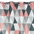 Zasłona biało, ciemnoróżowa z geometrycznym wzorem 140x250 cm przelotka - ADINA