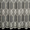 Tkanina firanowa delikatna mikrosiateczka z ornamentowym haftem z dziurkami
