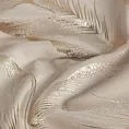 Zasłona beżowo szampańska zdobiona nadrukiem liści 140x250 cm złota przelotka - MILENA