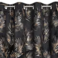 Zasłona welwetowa czarno, szampańska z błyszczącym nadrukiem palmowych liści 140x250 cm przelotka - GLORIA