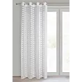 Zasłona biała zdobiona pomponami z etaminy 140x250 cm przelotka - ELENOR