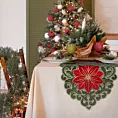Bieżnik świąteczny na stół 35x180 cm zielono, czerwony zdobiony haftem gwiazd betlejemskich
