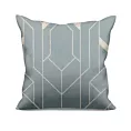 Poszewka szyta szaro złota z tkaniny welwetowej z geometrycznym błyszczącym nadrukiem