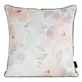 Poszewka na poduszkę 45x45 cm welwetowa, biało pomarańczowa z nadrukiem pastelowych kwiatów VELVET 148 Eurofirany Premium