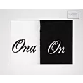 Zestaw ręczników bawełnianych na prezent 2 szt 70x140 cm z haftem ONA I ON kolor biały,czarny 400 g/m2