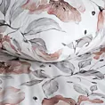 Pościel 220x200 cm bawełniana kolor biały, pudrowy z wzorem dużych kwiatów NICKY