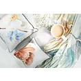 Koc akrylowy 150x200 cm miętowo, kremowy z nadrukiem wiosennych kwiatów ALINE Eurofirany Premium