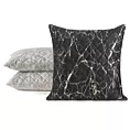 Poszewka na poduszkę 45x45 cm welwetowa czarna, pikowana metodą hot press zdobiona błyszczącym nadrukiem marmuru BLINK 44