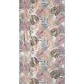 Zasłona pudrowo różowa z motywem liści monstery 140x250 cm przelotka - KORFU