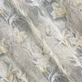 Zasłona popielato, beżowa z kwiatowym nadrukiem, półprzeźroczysta z etaminy w stylu eko 140x250 cm przelotka - OLA
