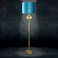 Lampa stojąca do pokoju turkusowo, złota LOTOS 9 ze szklaną ozdobą z efektem ombre i welwetowym abażurem LIMITED COLLECTION