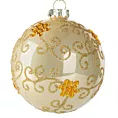 Bombka choinkowa ręcznie zdobiona ornamentowym wzorem i aplikacją z kryształków