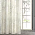 Zasłona biało, beżowa ze wzorem liści z matowego welwetu 140x250 cm przelotka - LUNA 2 - Limited Collection