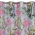 Zasłona miętowo, różowa ze wzorem kwiatów NYDIA 140x250 cm przelotka - NYDIA