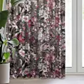 Zasłona welwetowa szarobeżowo, różowa z botanicznym wzorem i efektem 3D 140x270 cm taśma /szelki - GLORY