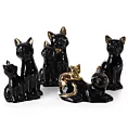Koty figurka dekoracyjna ceramiczna czarno-złota