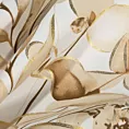 Zasłona beżowo, złota zaciemniająca z roślinnym nadrukiem i błyszczącymi akcentami 140x250 cm przelotki - OLENI