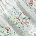 Zazdrostka biało, zielona z etaminy z nadrukiem letnich kwiatów polnych i koronką 150x30 cm tunel SYLWIA
