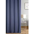Zasłona szyta na taśmie 5 cm granatowa z miękkiej tkaniny o naturalnym splocie w stylu ekologicznym