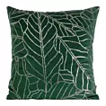 Poszewka na poduszkę 45x45 cm welwetowa ciemnozielona z nadrukiem błyszczących liści BLINK 32