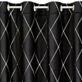 Zasłona welwetowa czarno, złota haftowana w duże karo 140x250 cm przelotka - MARGO - Pierre Cardin