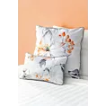 Poszewka na poduszkę dwustronna 45x45 cm welwetowa, biało pomarańczowa z motywem roślinnym z wypustką na brzegach AMELIA Eurofirany Premium