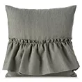 Poszewka na poduszkę 40x40 cm popielata z falbaną z tkaniny o płóciennym splocie LENA