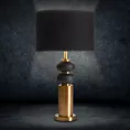 Lampa stołowa do salonu czarno, złota SOPHIA o designerskim kształcie z matowym abażurem
