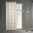 Zasłona biało, beżowa ze wzorem liści z matowego welwetu 140x250 cm przelotka LUNA 3 Limited Collection