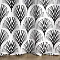 Zasłona biało, czarna z oryginalnym wzorem 140x250 cm przelotka - KARIN