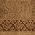 Ręcznik kąpielowy 50x90 cm bawełniany kolor miodowy z żakardowym wzorem ornamentów 500 g/m2 SARA
