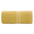 Ręcznik do rąk 30x50 cm bawełniany kolor musztardowy z żakardową bordiurą z nowoczesnym złotym wzorem 500 g/m2 LIANA