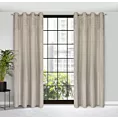 Zasłona welwetowa beżowo, srebrna z ozdobnym pasem 140x250 cm przelotka - ARIANA