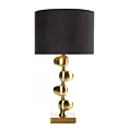 Lampa stołowa do salonu czarno, złota GINA z metalową podstawą i matowym abażurem
