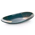 LIMITED COLLECTION Patera dekoracyjna LOTOS  turkusowo-złota  z wzorem art deco HARMONIA TURKUSU
