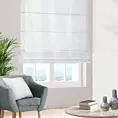 Roleta rzymska SAFARI 1 biała z miękkiej welwetowej tkaniny z połyskiem i poziomym prążkiem
