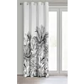 Zasłona biało, czarna z nadrukiem botanicznym, zaciemniająca 140x250 cm przelotka - NERINA