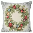 Poszewka na poduszkę 45x45 cm gobelinowa popielato, zielona z motywem świątecznym GOB