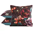 Poszewka na poduszkę 45x45 cm welwetowa, bordowo turkusowa, dwustronna z motywem kwiatów z wypustką VELVET 130 Eurofirany Premium