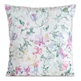 Poszewka na poduszkę 45x45 cm welwetowa biało, zielona zdobiona nadrukiem letnich kwiatów MINK