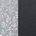 Komplet obrus z bieżnikiem stalowo, srebrny 140x180 cm ANITA 6 zdobiony subtelnym wzorem liści