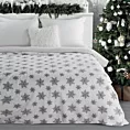 Koc 150x200 cm biało, srebrny zdobiony uroczymi śnieżynkami BLINK 1