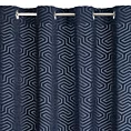 Zasłona welwetowa granatowa we wzór geometryczny 140x250 przelotka - INGA - Pierre Cardin