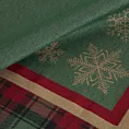 Poszewka na poduszkę 45x45 cm bawełniana, gobelinowa kolor zielony z motywem kraty i złotych śnieżynek STAR