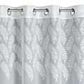 Firana biała z ozdobnym pasem żakardowych liści w górnej części 140x250 cm przelotka ANET