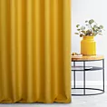 Zasłona szyta na taśmie 5 cm musztardowa z tkaniny z dodatkiem połyskującej nici, z widocznym ozdobnym splotem