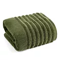 Ręcznik kąpielowy 70x140 cm kolor zielony zdobiony prążkami z błyszczącej nici 500 g/m2 LUNARI