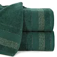 Ręcznik kąpielowy 70x140 cm bawełniany kolor ciemnozielony w pasy przetykany błyszczącą nicią 500 g/m2 APRIL