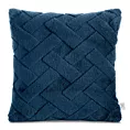 Poszewka na poduszkę 45x45 cm granatowa z miękkiego pluszu zdobiona wypukłym wzorem CARO DESIGN 91